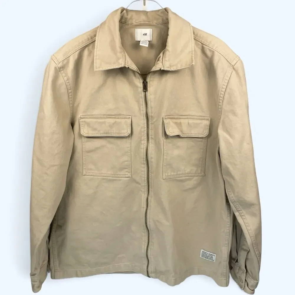 H&M Denim Canvas Zip-up Shirt Jacket Men's size large
